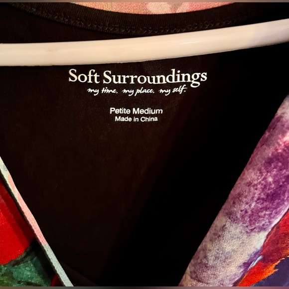 Soft Surroundings Black and Abstract Design 3/4 Sleeve Whimsigoth Size PM Retro - Picture 3 of 15